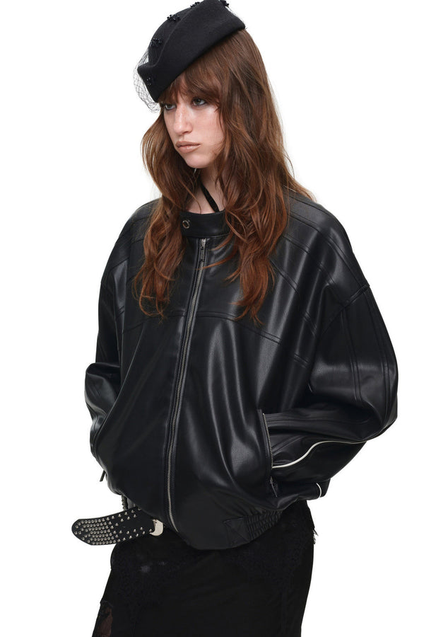 Loose PU Leather Biker Jacket