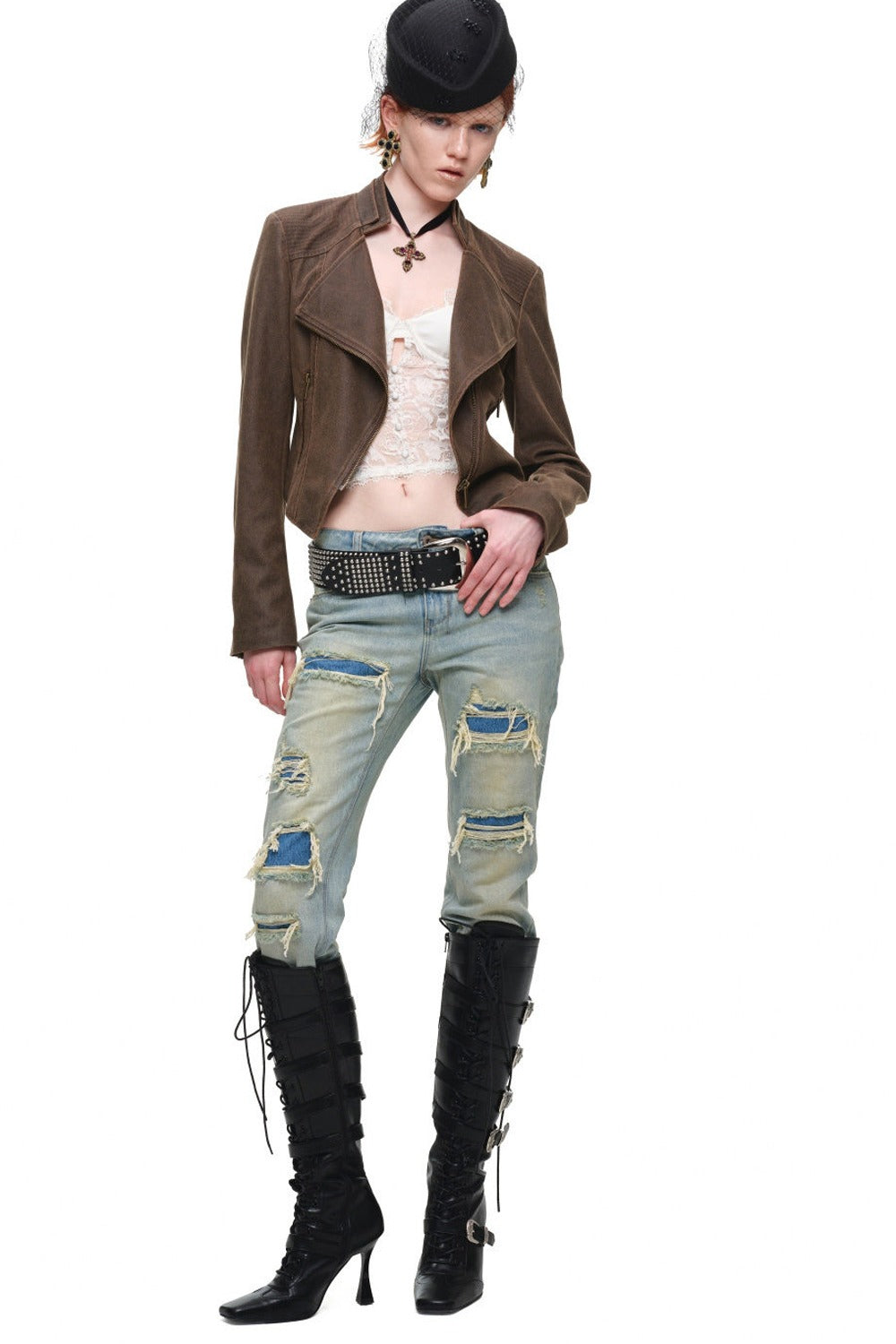 Heavy Distressed Straight Jeans