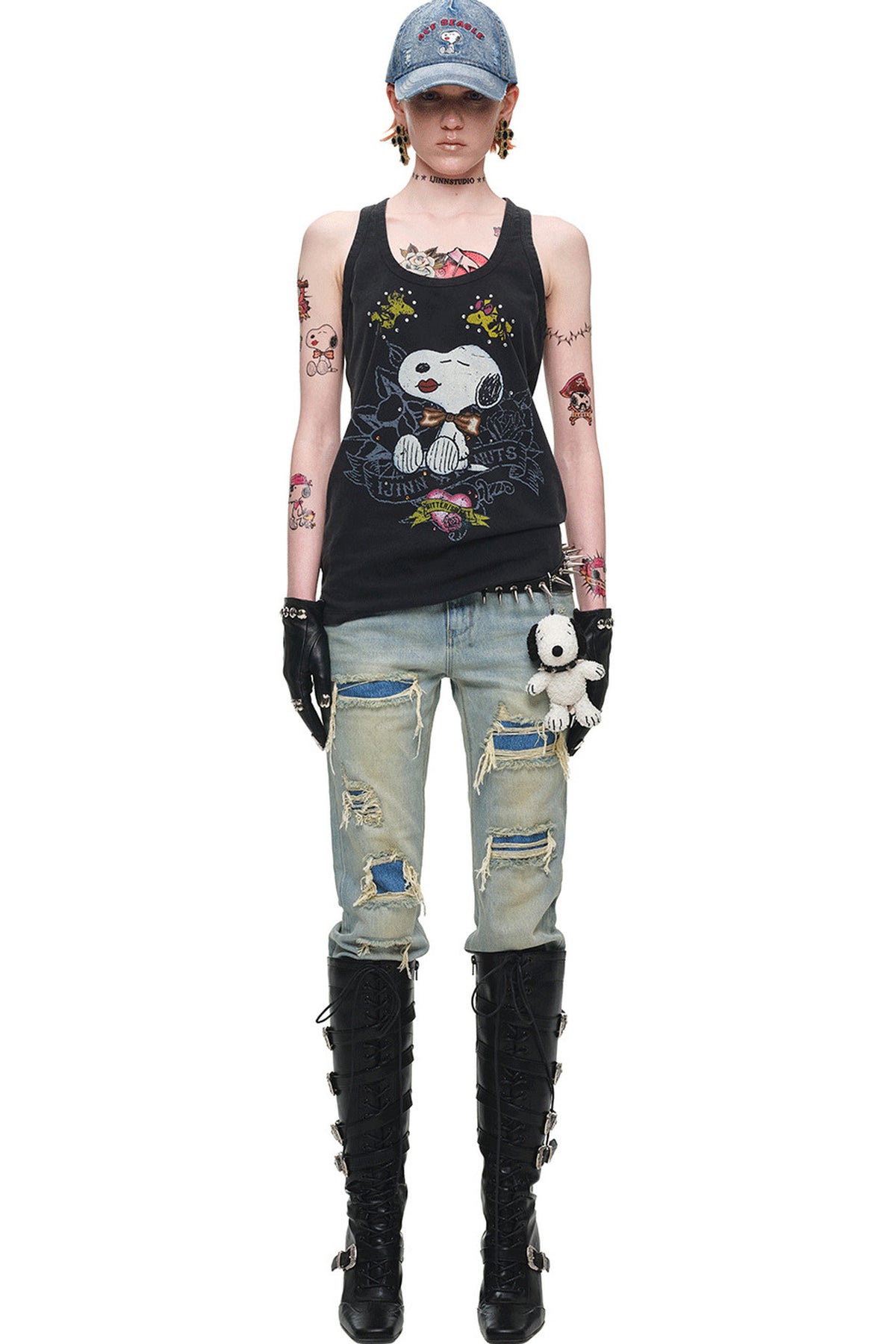 Heavy Distressed Straight Jeans