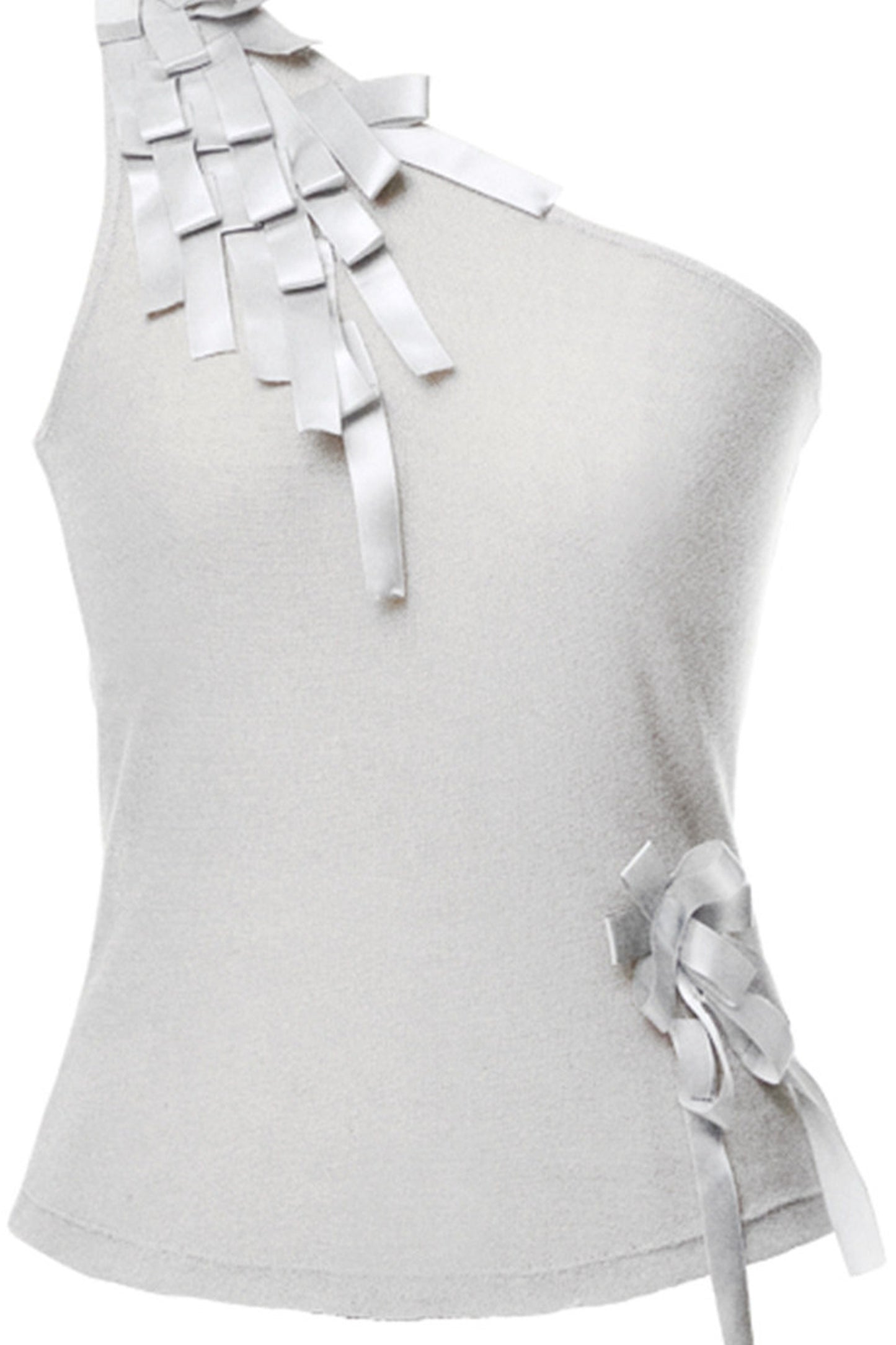 Satin Ribbon Knit Vest & Pleated Skirt Set