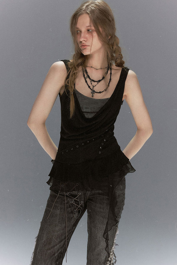 Gradient Chiffon Halter Top