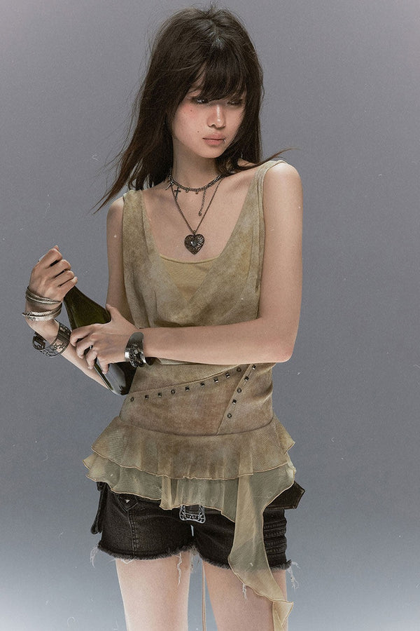 Gradient Chiffon Halter Top