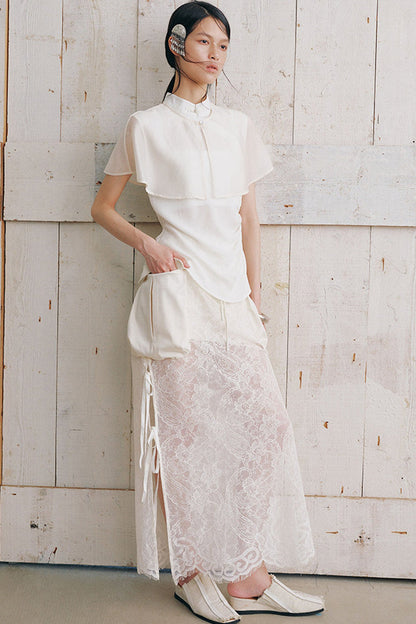 Detachable Shawl Collar Sleeveless Shirt