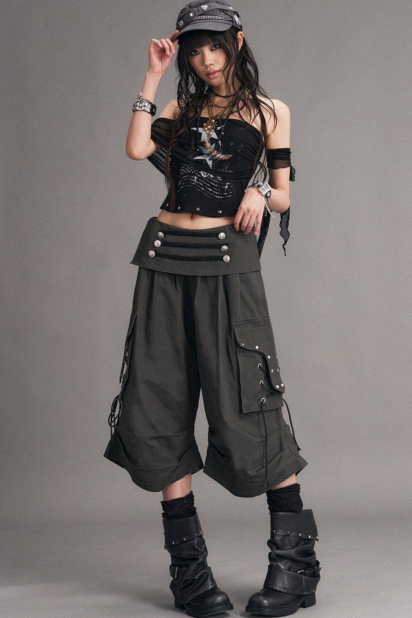 Palace pantaloni punk effetto consumato