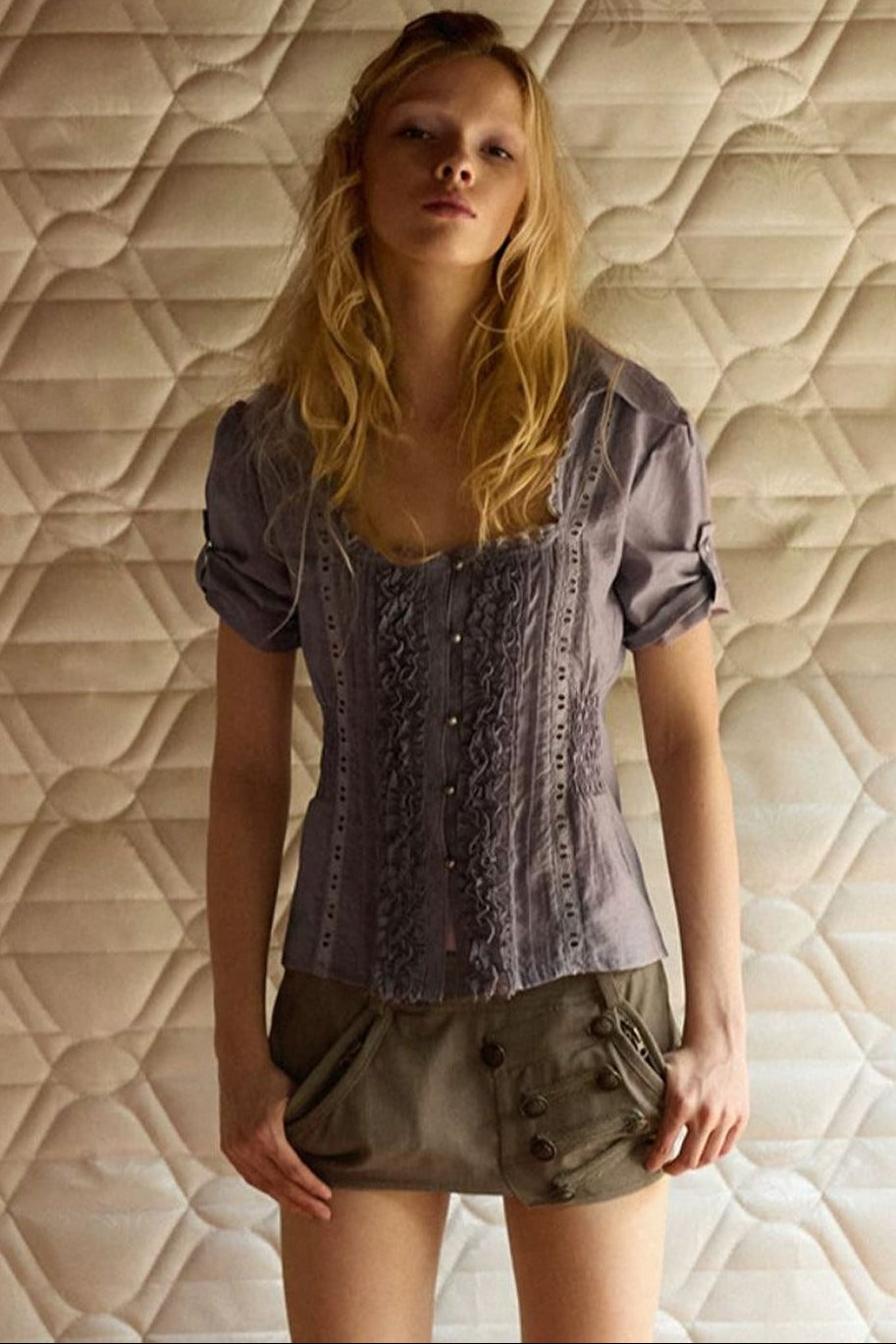 Square Neck Lace Blouse