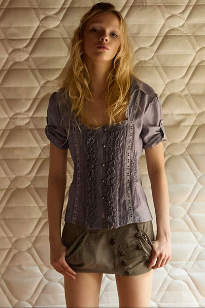 Square Neck Lace Blouse