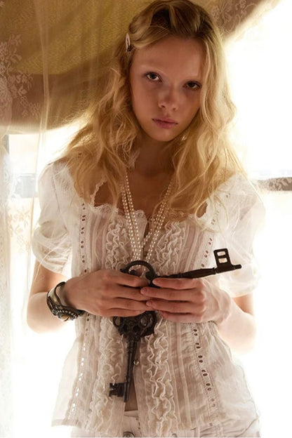 Square Neck Lace Blouse