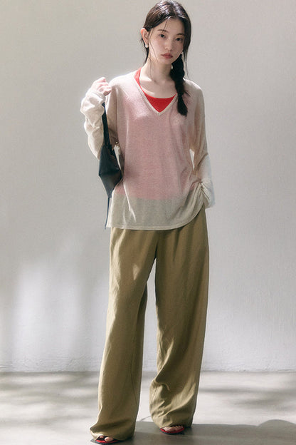 Linen Blend Air Wide-Leg Trousers