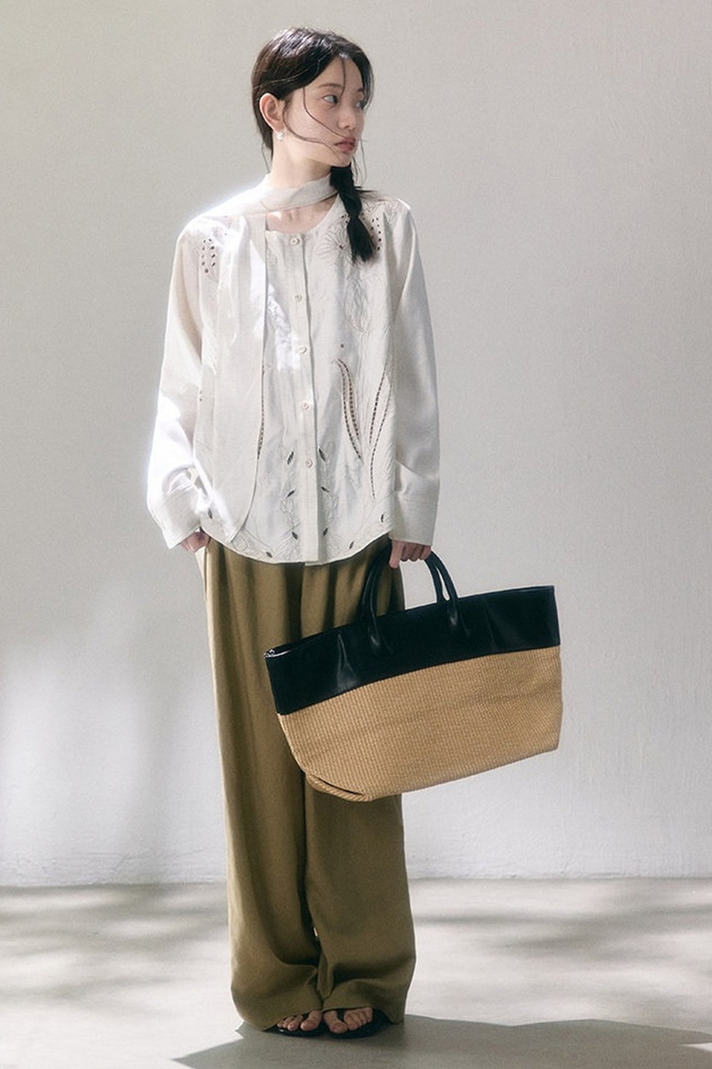 Linen Blend Air Wide-Leg Trousers