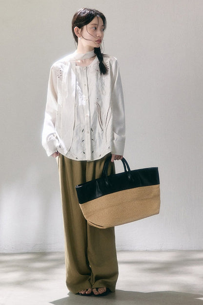 Linen Blend Air Wide-Leg Trousers