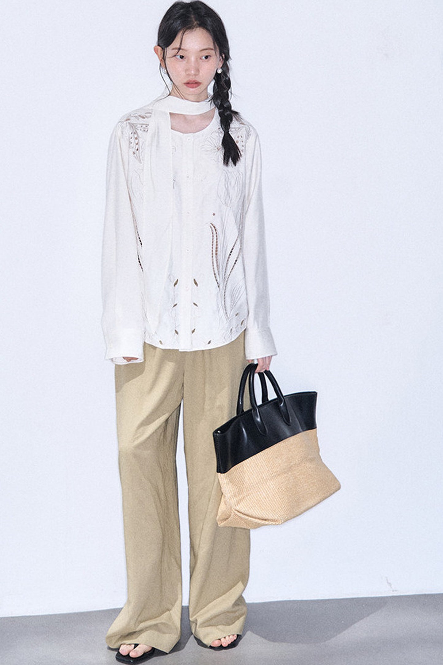 Linen Blend Air Wide-Leg Trousers
