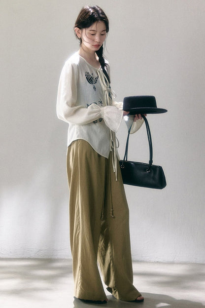 Linen Blend Air Wide-Leg Trousers