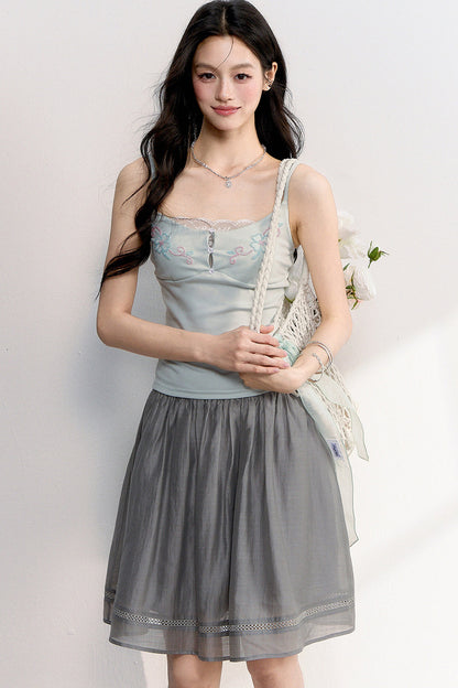 Beaded Embroidery Hollow Lace Camisole Top