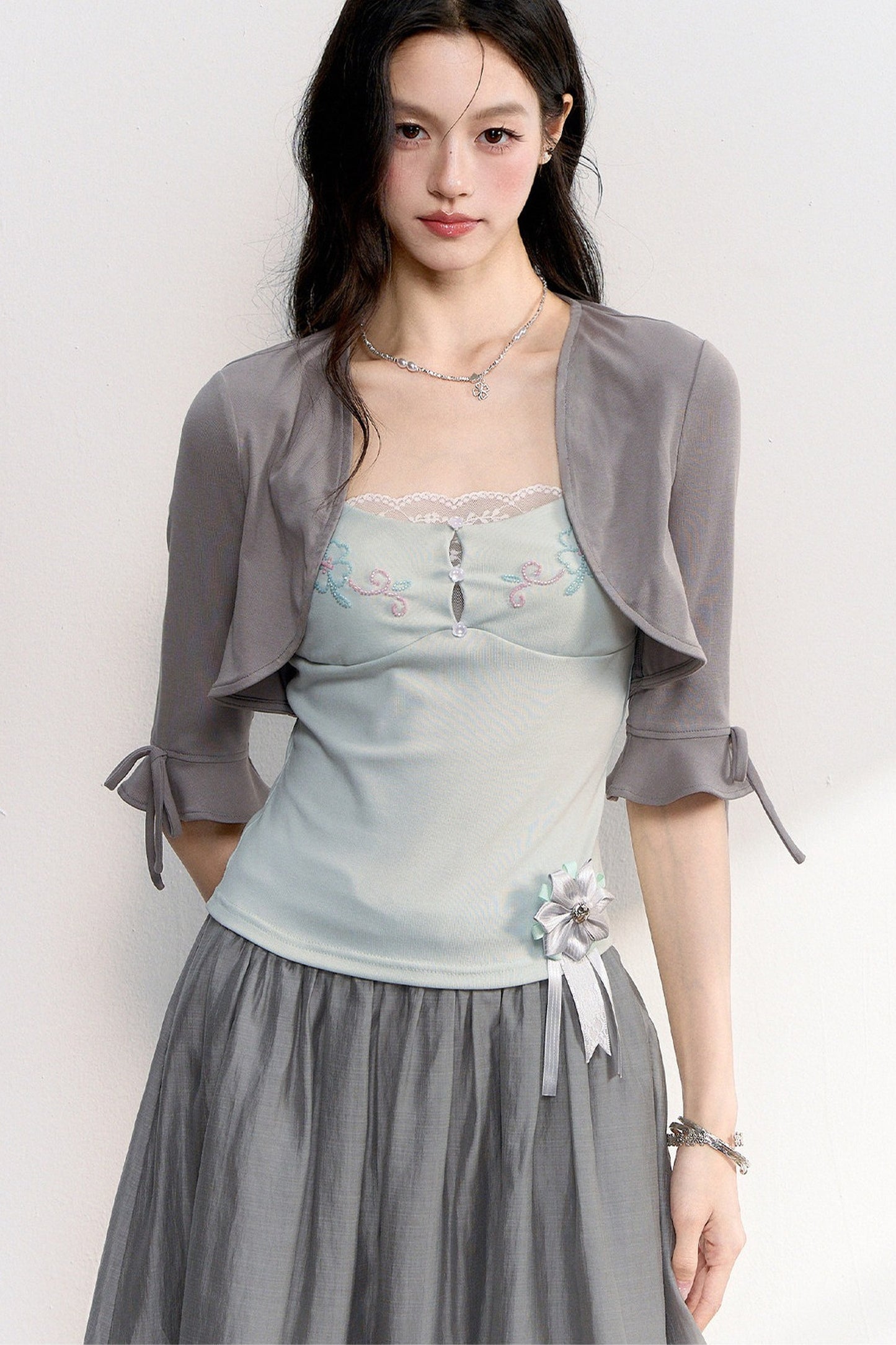 Beaded Embroidery Hollow Lace Camisole Top