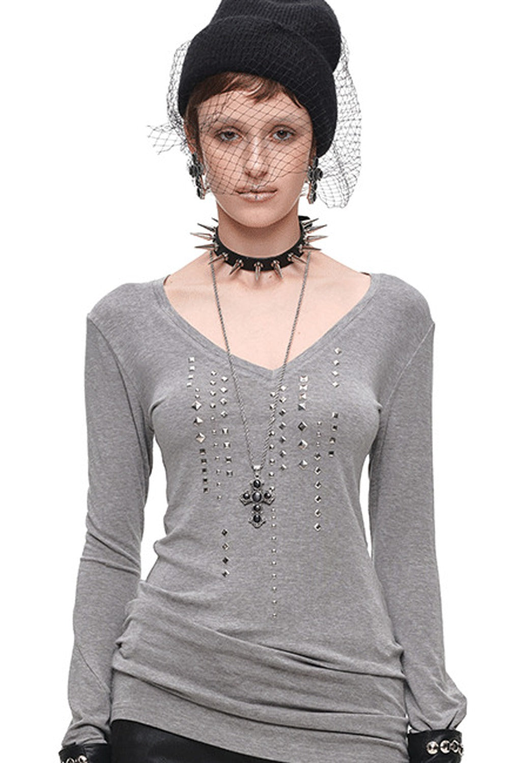 Studded Rhinestone Knit Top
