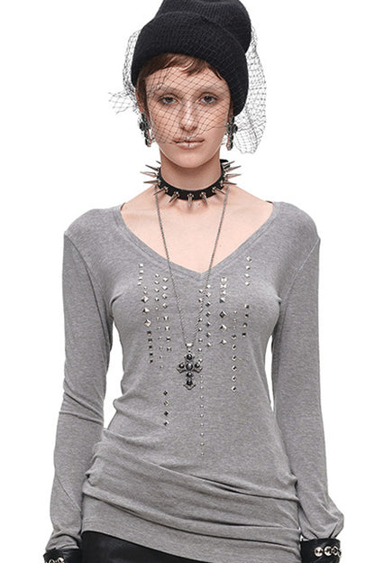 Studded Rhinestone Knit Top