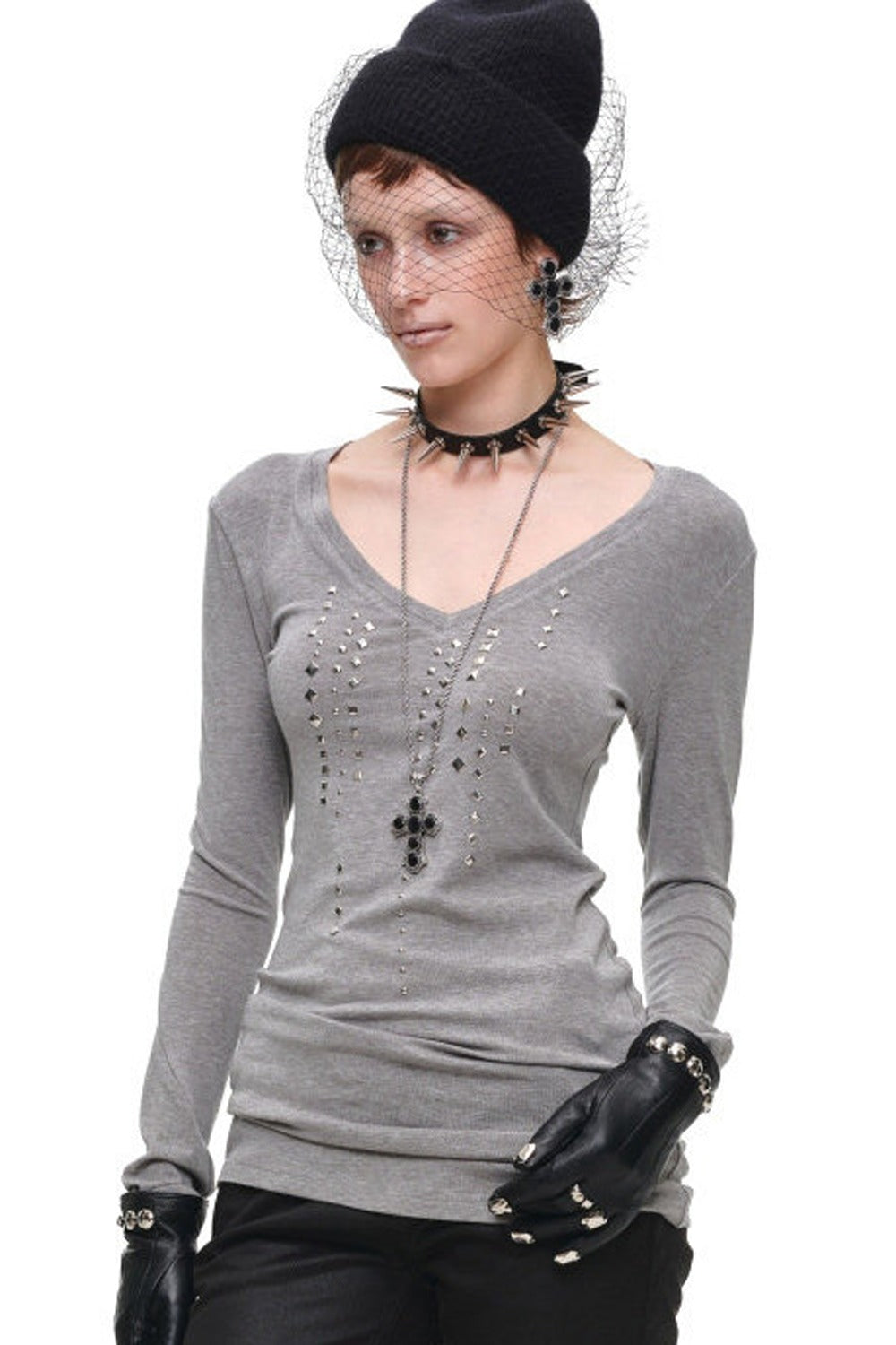 Studded Rhinestone Knit Top