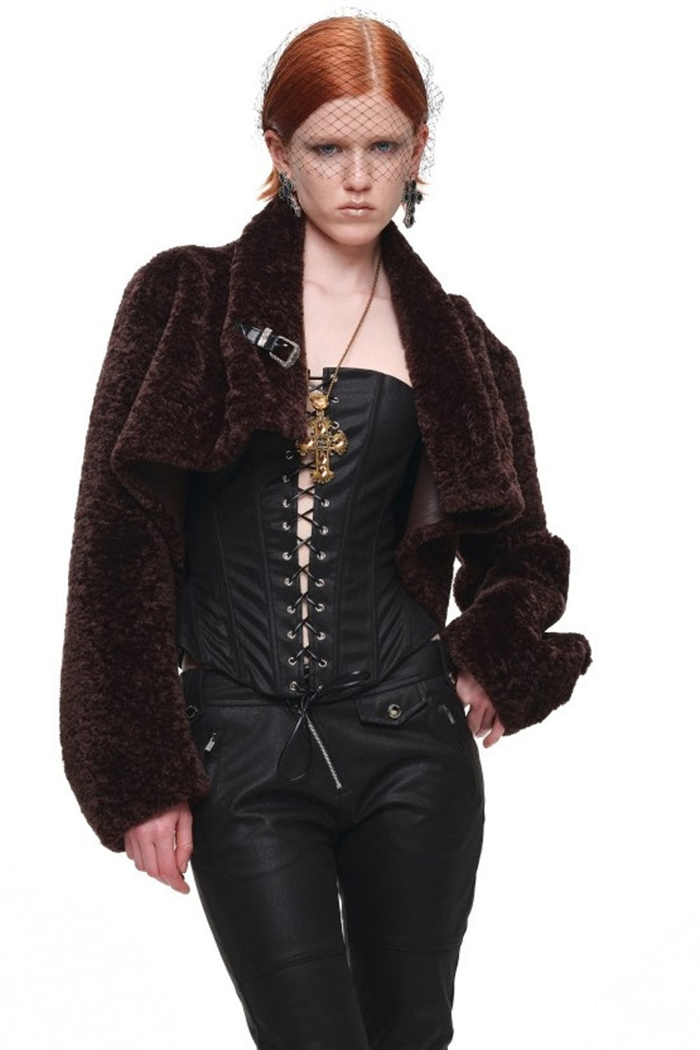 Belted Long Sleeve Leopard Fur Coat