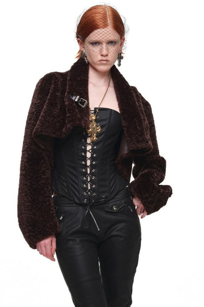 Belted Long Sleeve Leopard Fur Coat