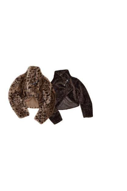 Belted Long Sleeve Leopard Fur Coat