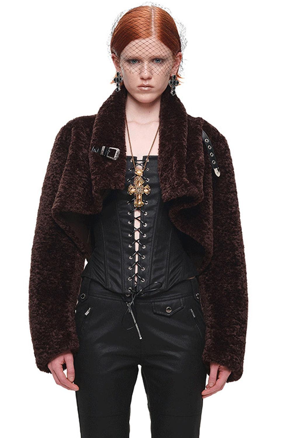 Belted Long Sleeve Leopard Fur Coat