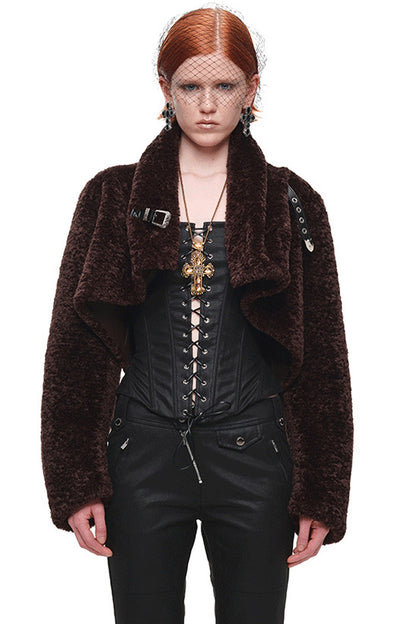 Belted Long Sleeve Leopard Fur Coat