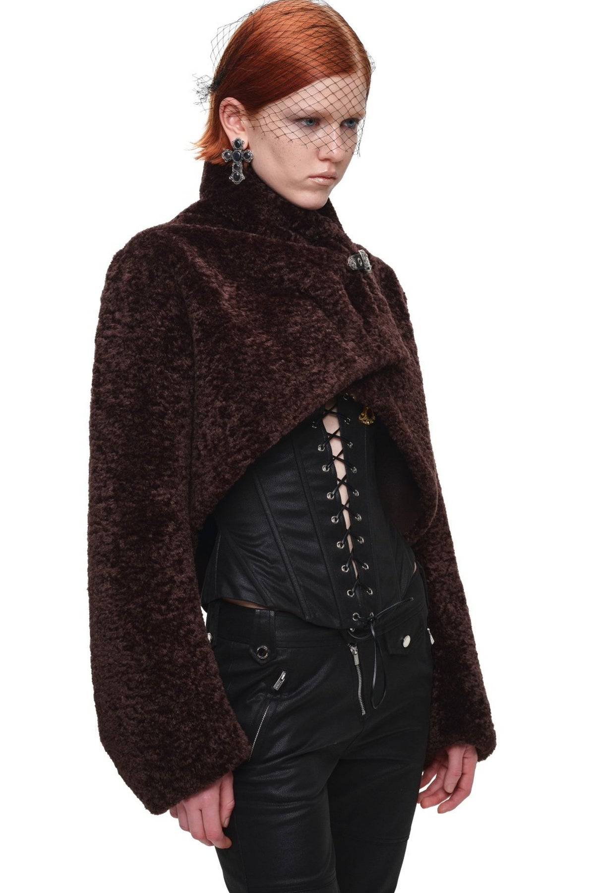 Belted Long Sleeve Leopard Fur Coat