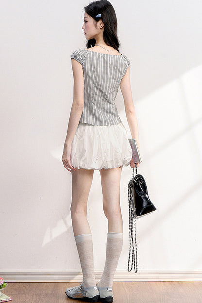 Plaid Lace Spliced Two-Piece Set-Up