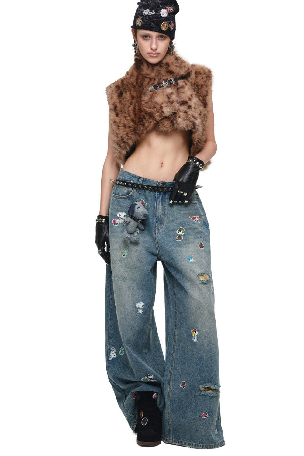 Belted Leopard Faux Fur Vest