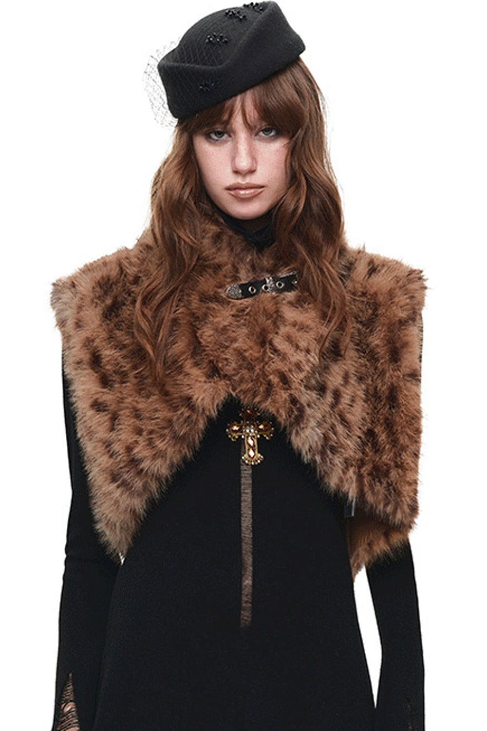 Belted Leopard Faux Fur Vest