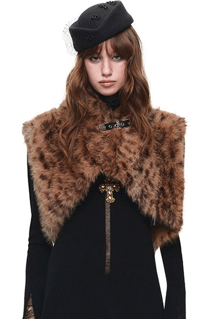 Belted Leopard Faux Fur Vest