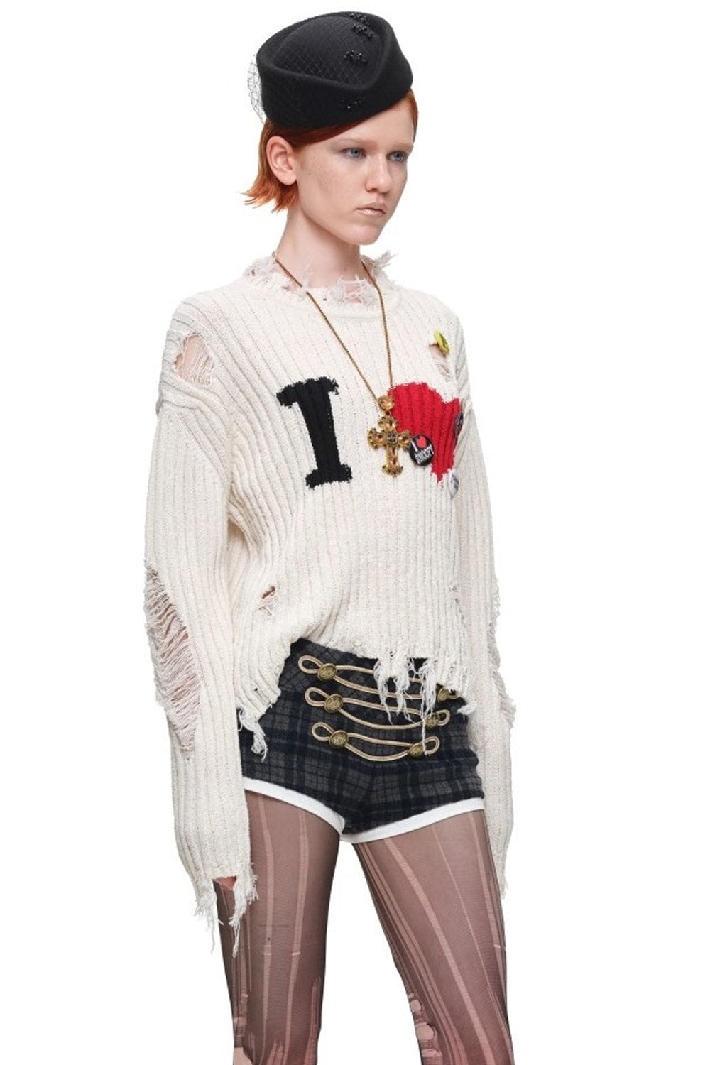 Plaid Wool Lace-Up Shorts