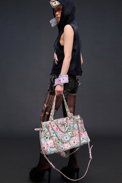 Money Print Crossbody Handbag