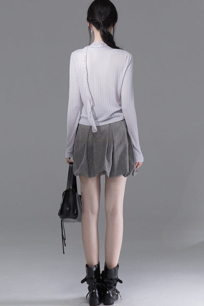 Lyocell Pleated Fluffy Bud Skirt