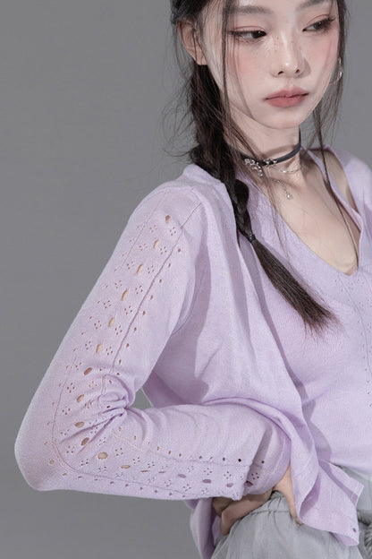 Silk Wool Thin Cardigan And Halter Camisole Set