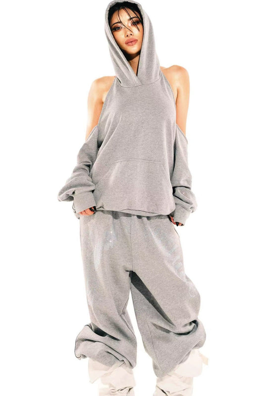 Off-Shoulder Sweatshirt and Sweatpants Set-Up