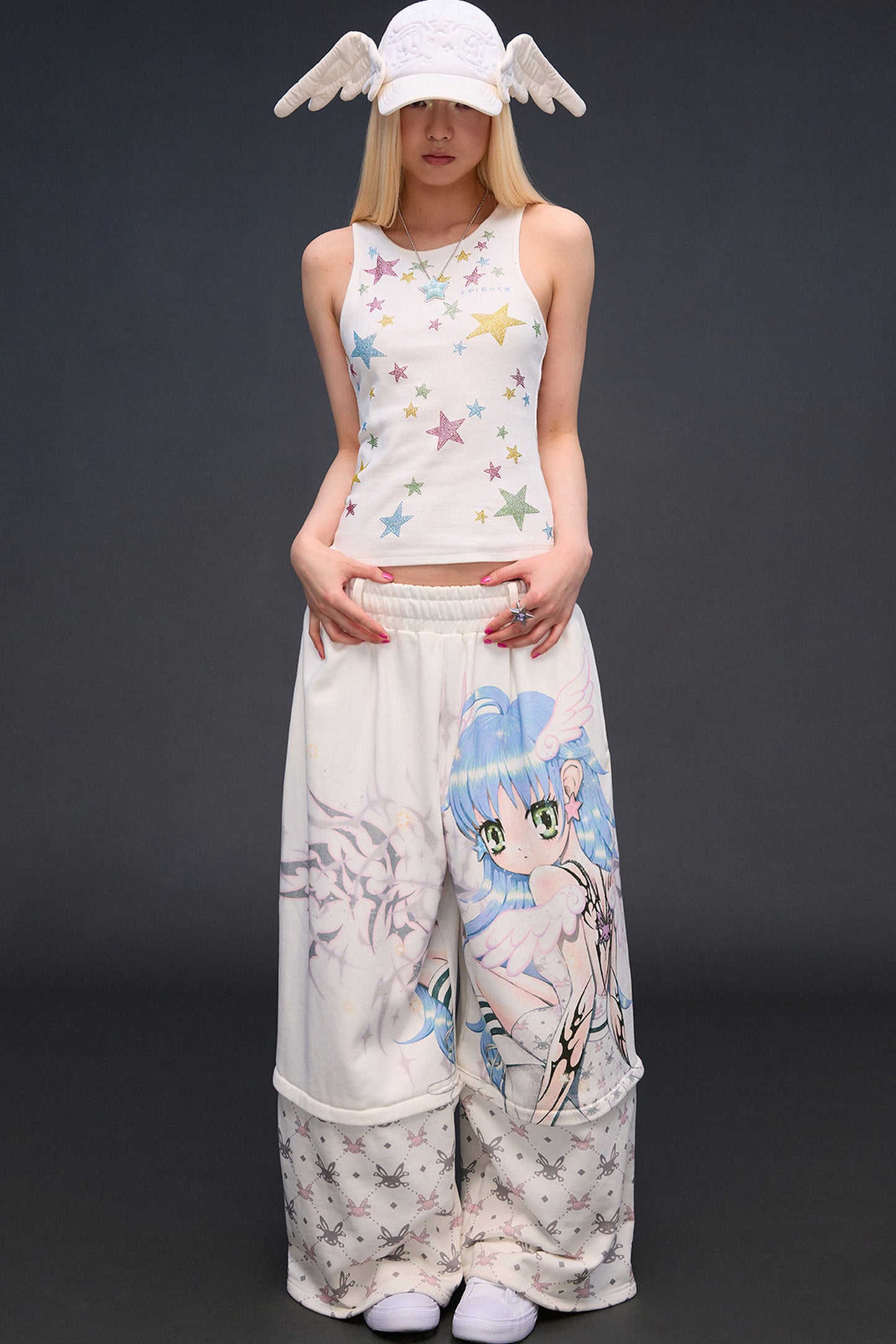 Detachable Angel Print Sweatpants