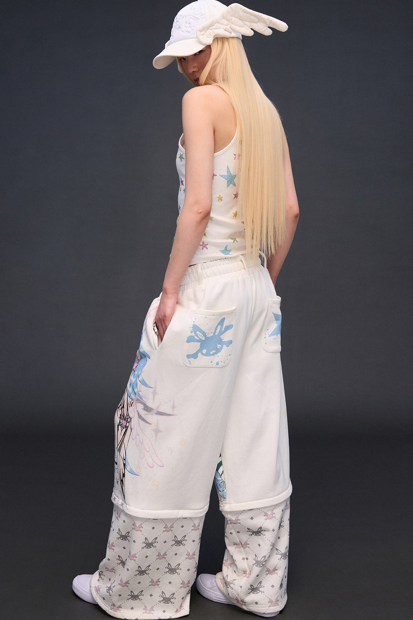 Detachable Angel Print Sweatpants
