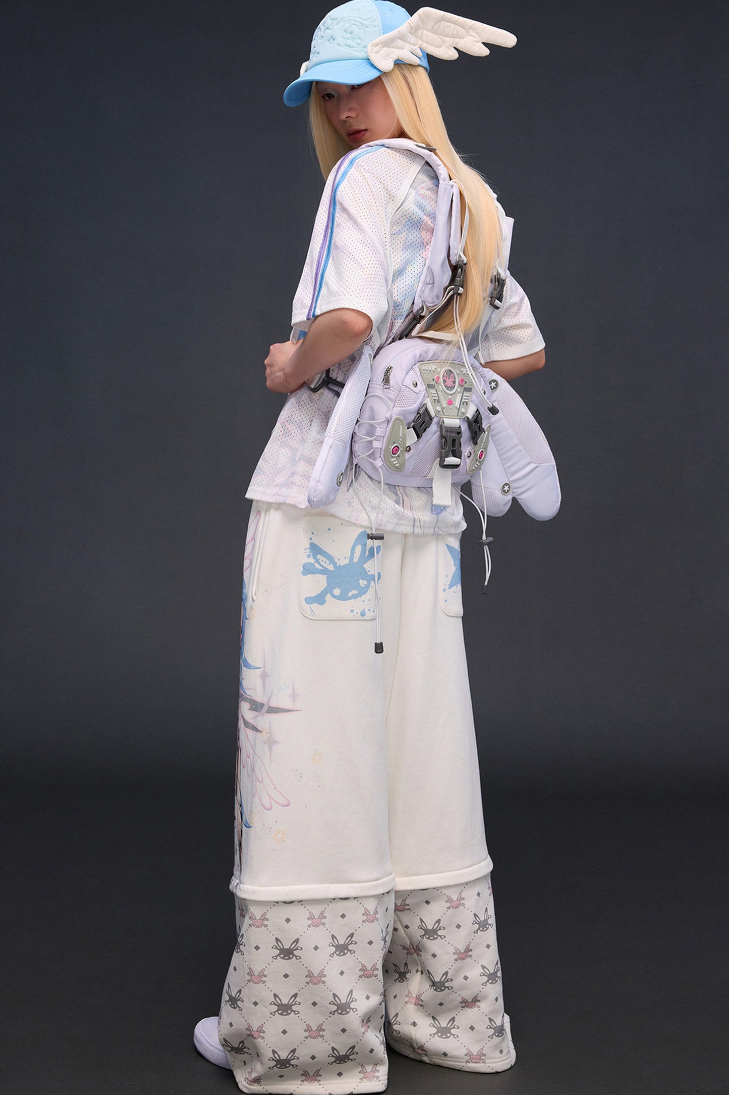 Detachable Angel Print Sweatpants