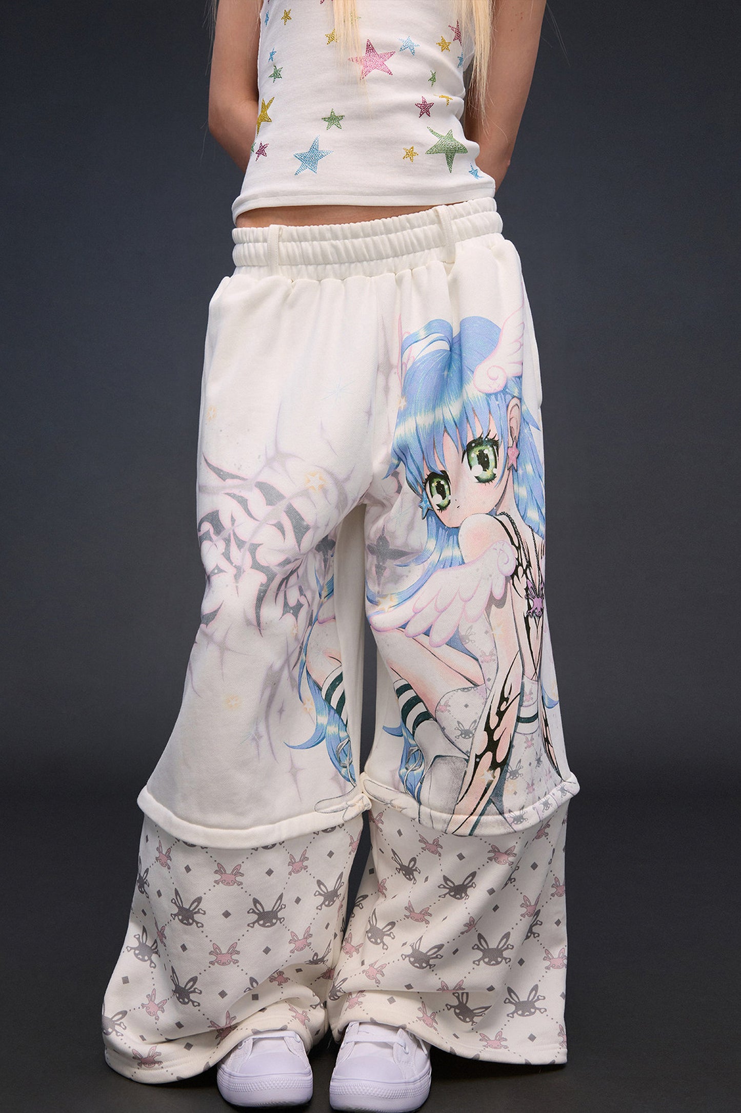 Detachable Angel Print Sweatpants