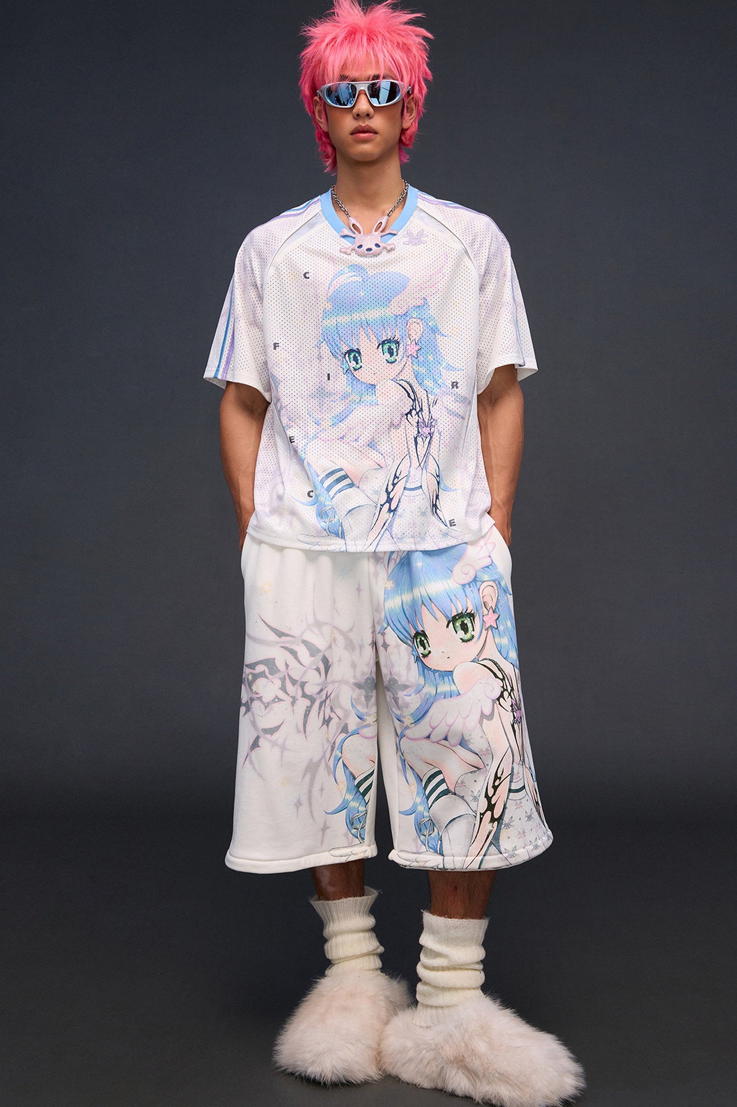 Detachable Angel Print Sweatpants