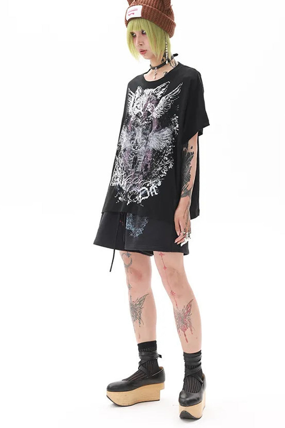 Angel Kitten Vintage Print Short Sleeve T-Shirt