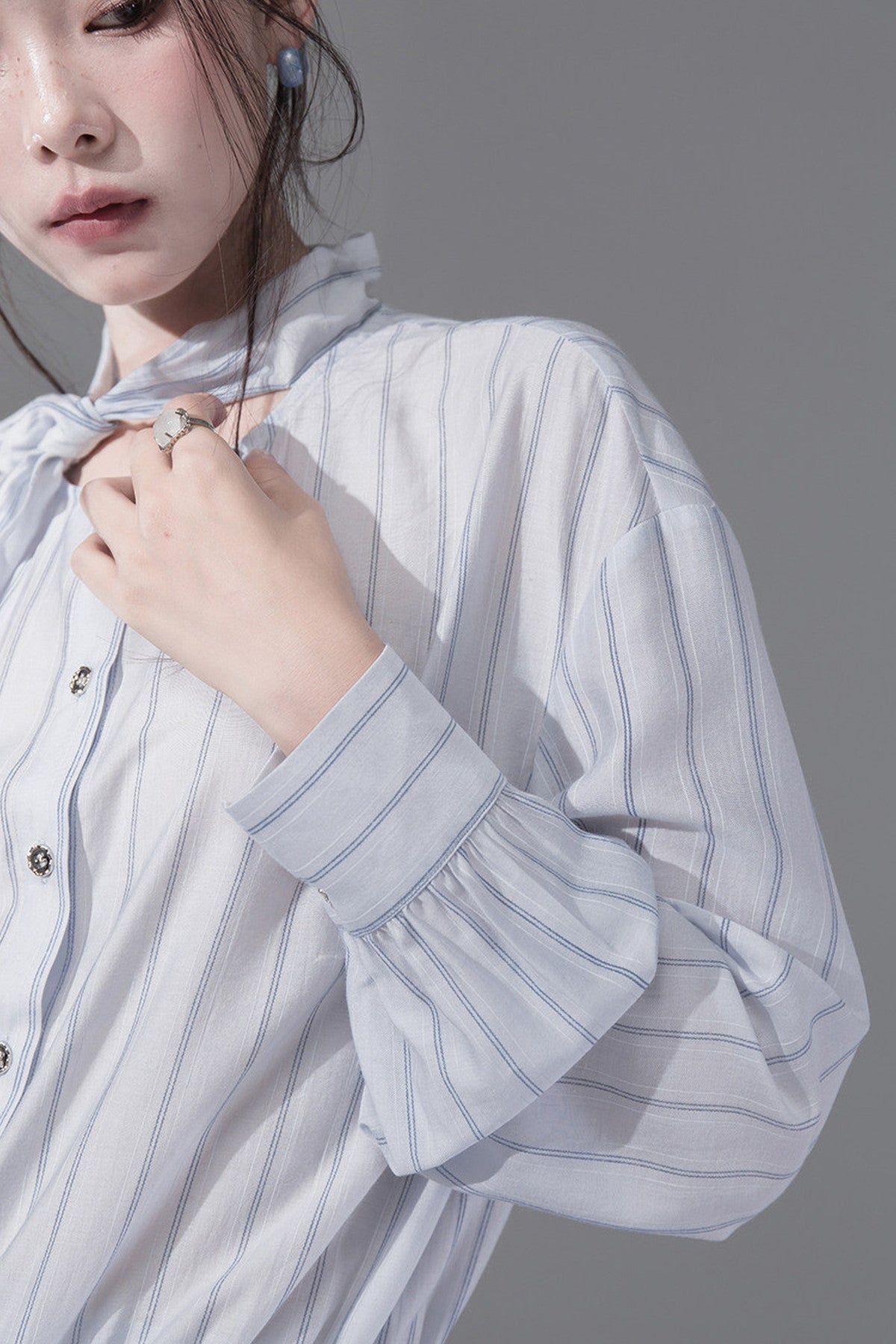 Bunny Ear Ribbon Drawstring Shirt and Skirt Set-Up