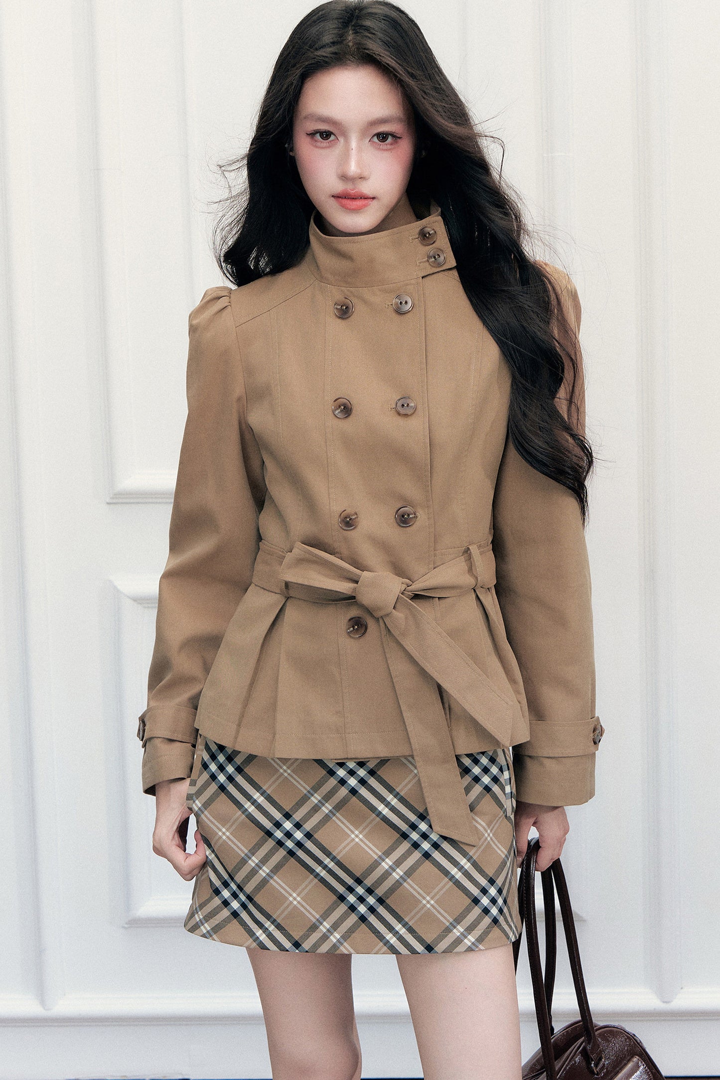 Retro Plaid Hip-Hugging High-Waisted Short Skirt