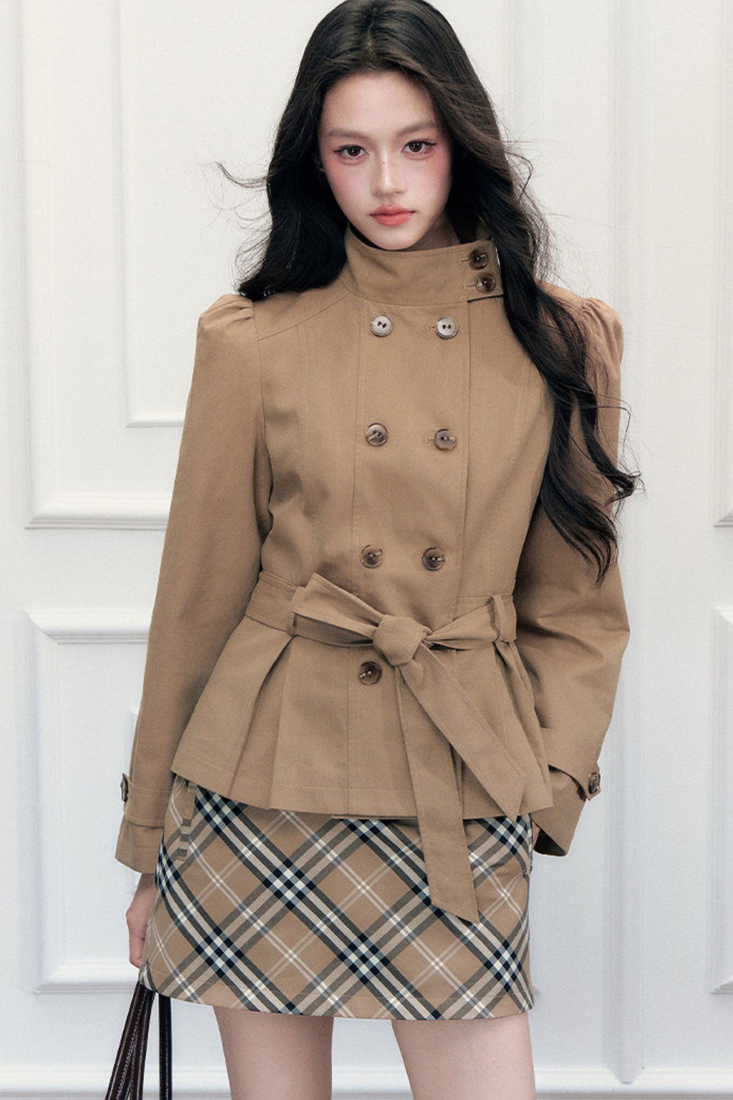 Retro Plaid Hip-Hugging High-Waisted Short Skirt