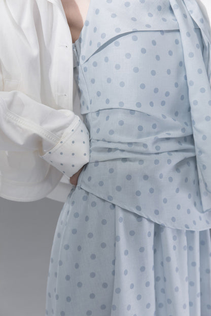 Ribbon Polka Dot Layered-Look Dress