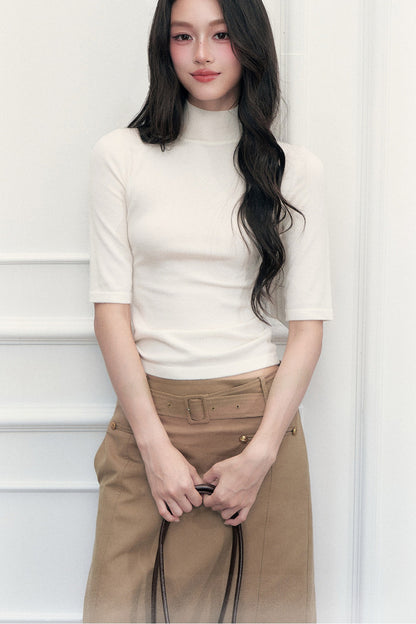 Mid-Sleeve Knit Sweater