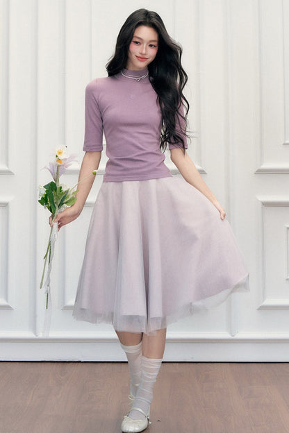 Mid-Sleeve Knit Sweater