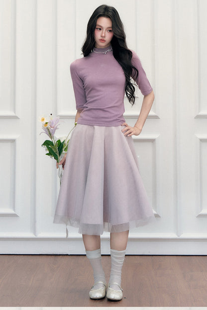 Mid-Sleeve Knit Sweater
