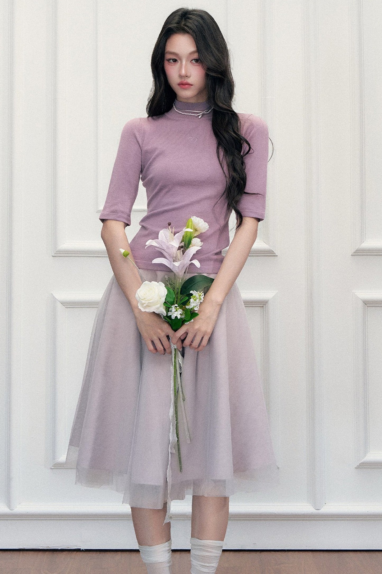Mid-Sleeve Knit Sweater